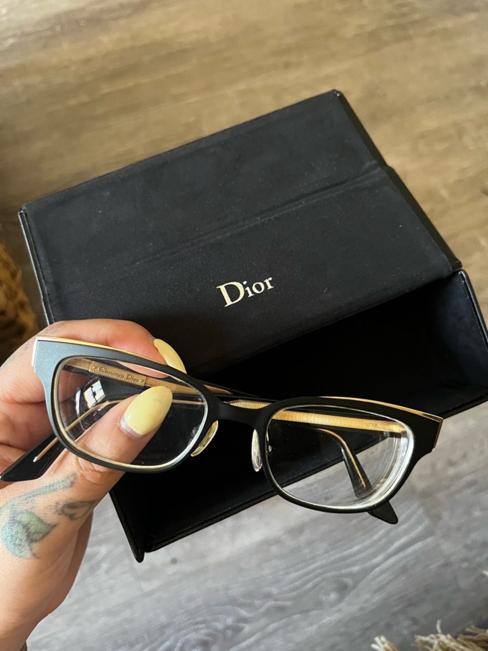 Dior Black and Gold Cat-Eye Glasses